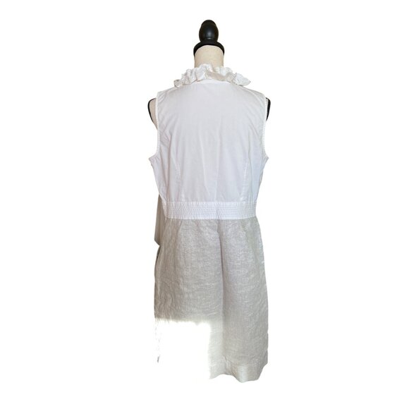 Loft Womens Dress Size 12 White Silver Sleeveless Ruffle Neck Textured Skirt Y2K - Picture 2 of 11